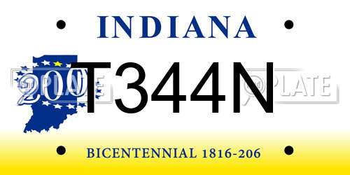T344N Indiana License Plate