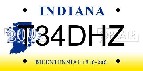 T34DHZ Indiana License Plate