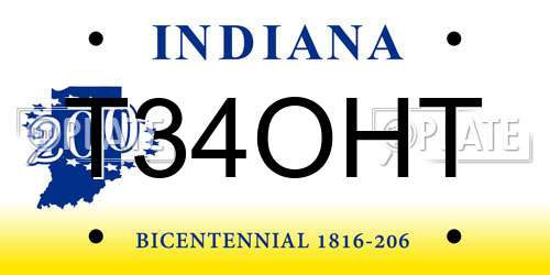 T34OHT Indiana License Plate