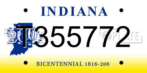 T355772 Indiana License Plate