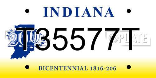 T35577T Indiana License Plate