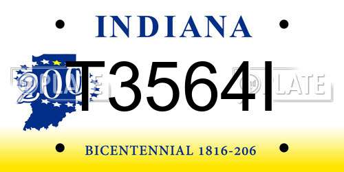 T3564I Indiana License Plate