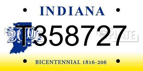 T358727 Indiana License Plate