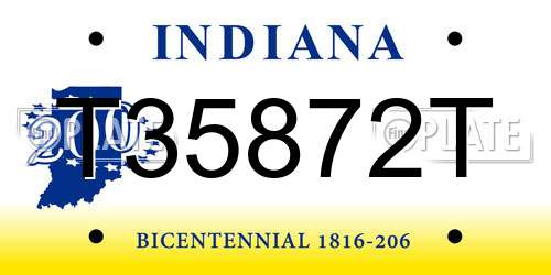 T35872T Indiana License Plate