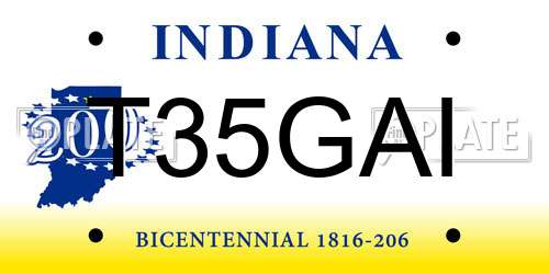 T35GAI Indiana License Plate