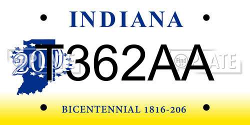 T362AA Indiana License Plate