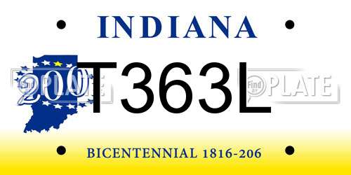 T363L Indiana License Plate