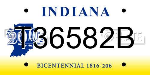 T36582B Indiana License Plate