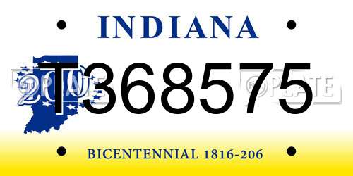 T368575 Indiana License Plate