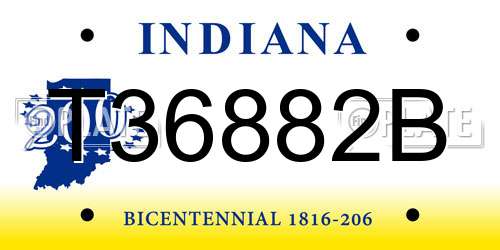 T36882B Indiana License Plate