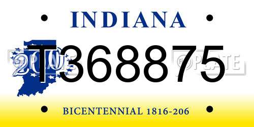 T368875 Indiana License Plate
