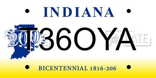 T36OYA Indiana License Plate