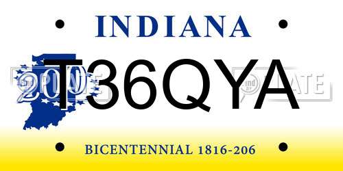 T36QYA Indiana License Plate