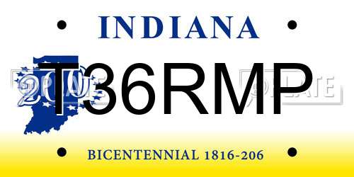 T36RMP Indiana License Plate