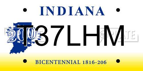T37LHM Indiana License Plate