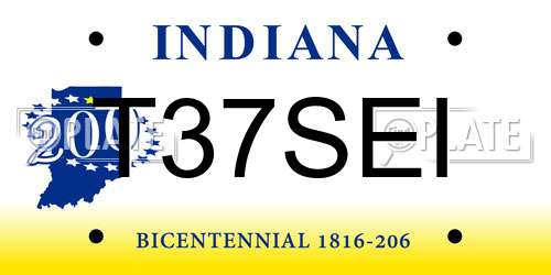 T37SEI Indiana License Plate