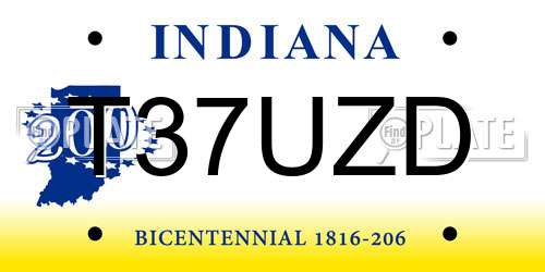 T37UZD Indiana License Plate