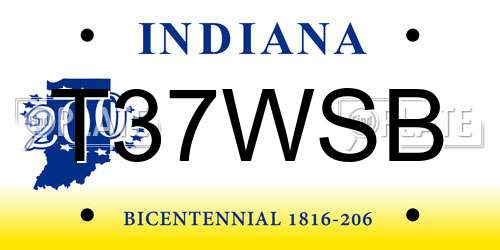 T37WSB Indiana License Plate