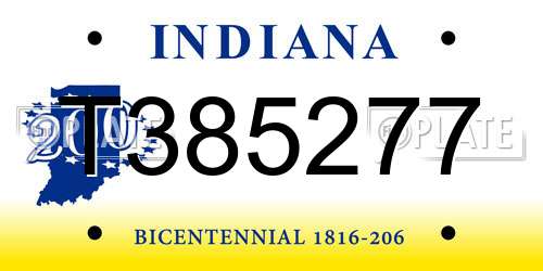 T385277 Indiana License Plate