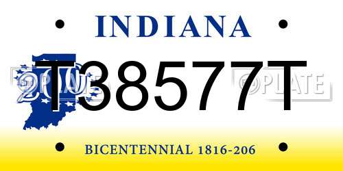 T38577T Indiana License Plate