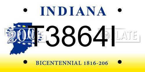 T3864I Indiana License Plate