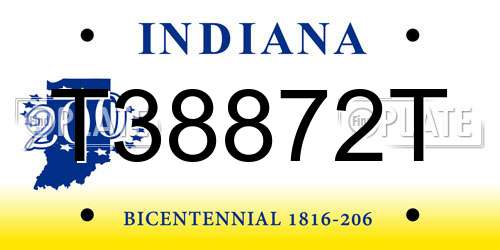 T38872T Indiana License Plate