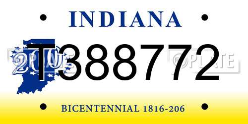 T388772 Indiana License Plate