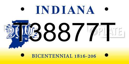 T38877T Indiana License Plate