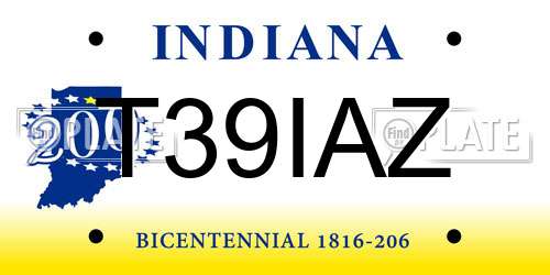 T39IAZ Indiana License Plate