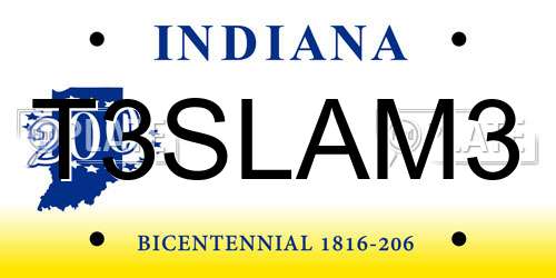T3SLAM3 Indiana License Plate