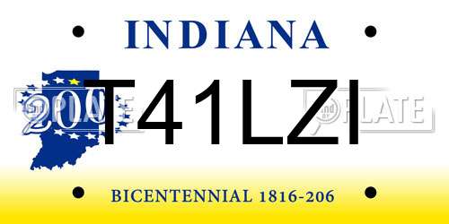T41LZI Indiana License Plate