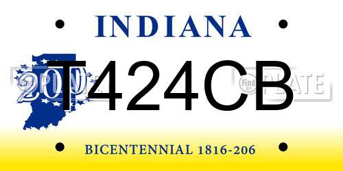 T424CB Indiana License Plate