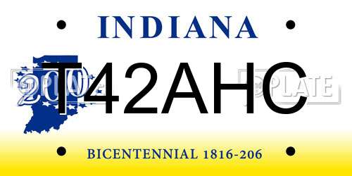 T42AHC Indiana License Plate