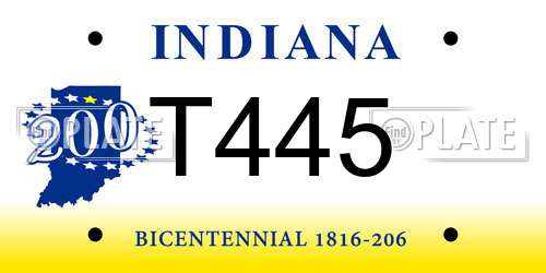 T445 Indiana License Plate