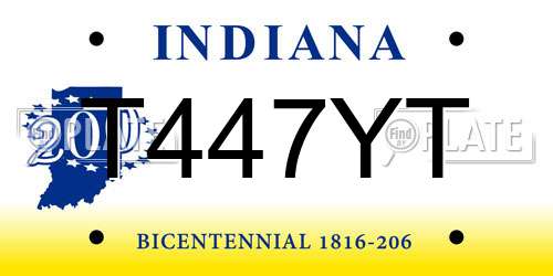 T447YT Indiana License Plate
