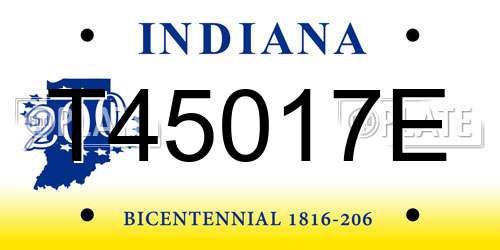 T45017E Indiana License Plate