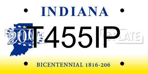 T455IP Indiana License Plate