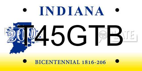 T45GTB Indiana License Plate