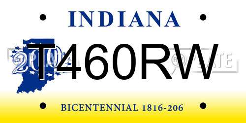 T460RW Indiana License Plate