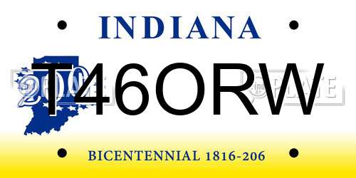 T46ORW Indiana License Plate