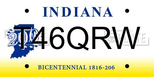 T46QRW Indiana License Plate