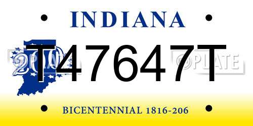 T47647T Indiana License Plate