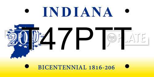 T47PTT Indiana License Plate