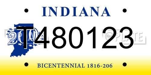 T480123 Indiana License Plate