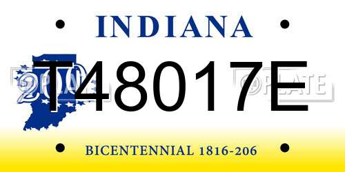 T48017E Indiana License Plate