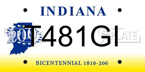 T481GI Indiana License Plate