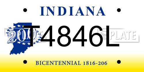 T4846L Indiana License Plate