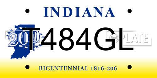 T484GL Indiana License Plate