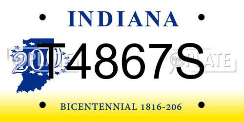 T4867S Indiana License Plate