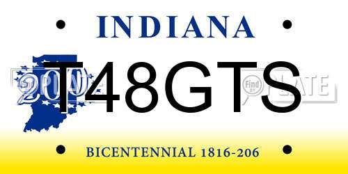 T48GTS Indiana License Plate